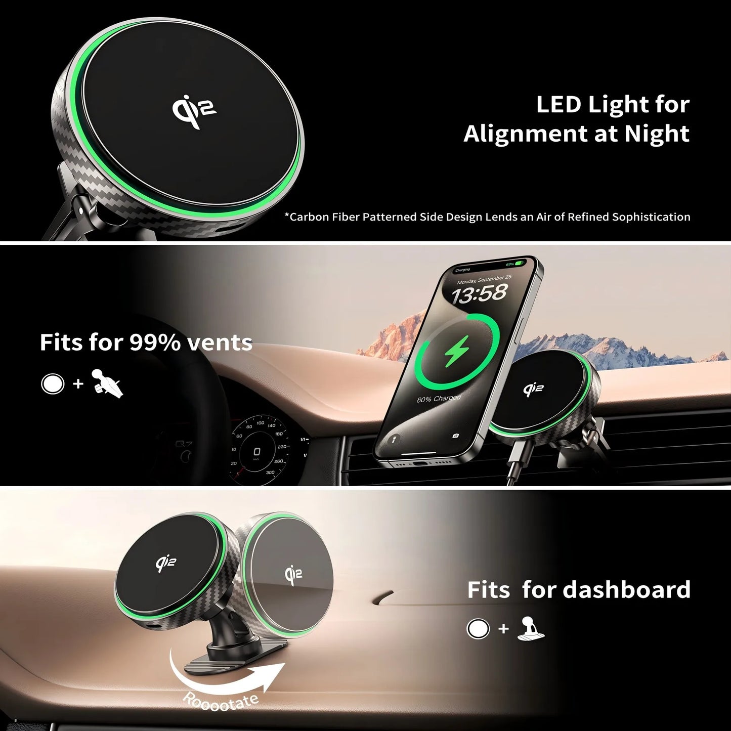 Qi2 Magnetic Wireless Car Charger