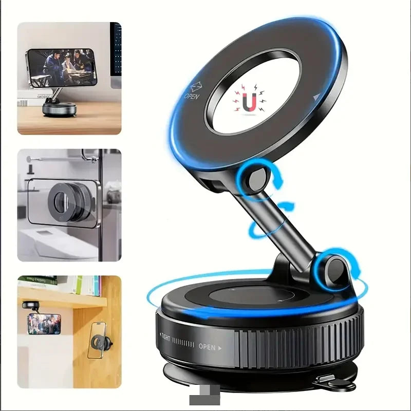 Vacuum Suction Magnetic Car Phone Holder — 96 lbs Grip