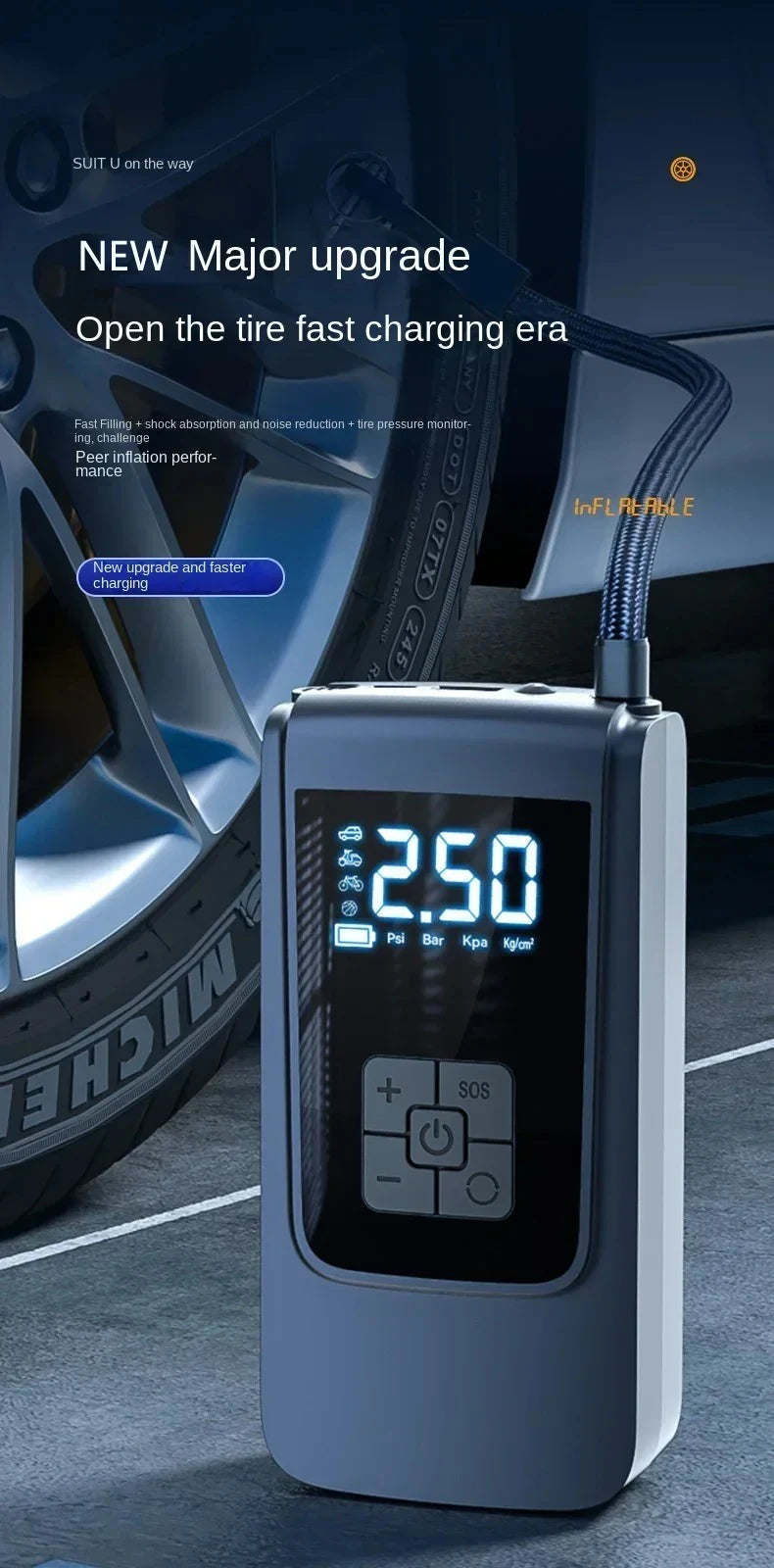 Cordless Smart Tire Inflator — 150PSI Digital Display