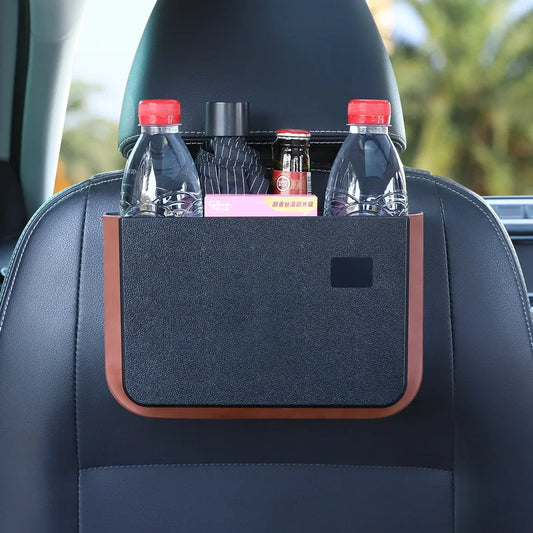 Leather Backseat Organizer with Cup Holder