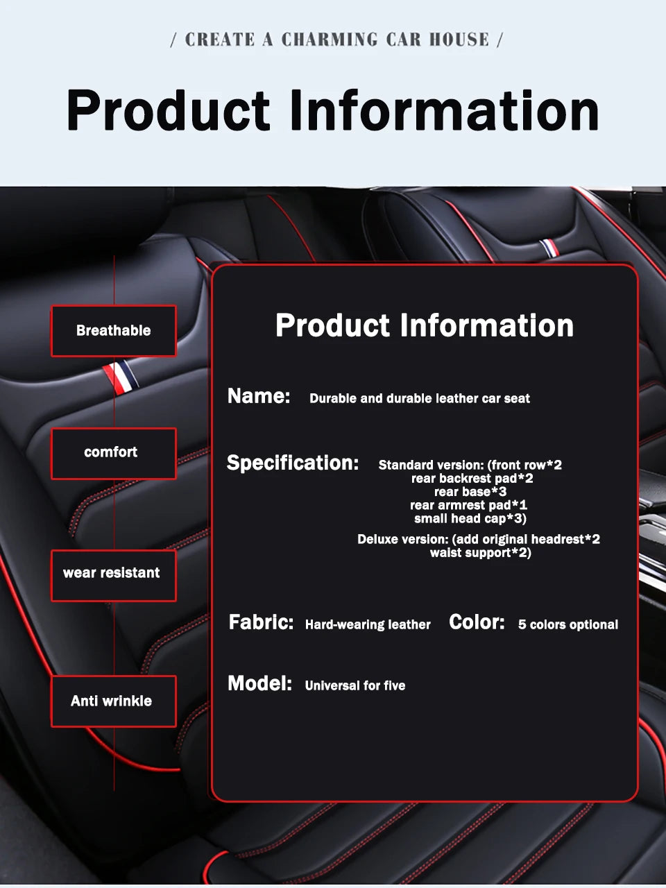 Cadillac Leather Car Seat Cover