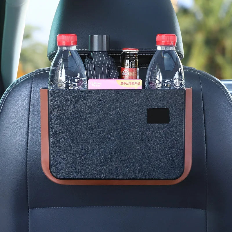 Leather Backseat Organizer with Cup Holder