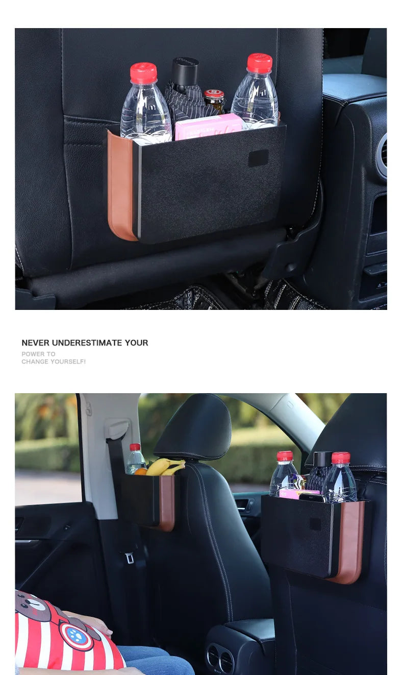 Leather Backseat Organizer with Cup Holder