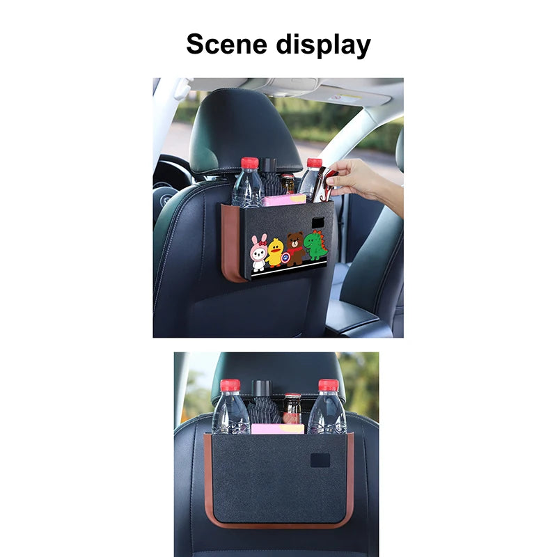 Leather Backseat Organizer with Cup Holder