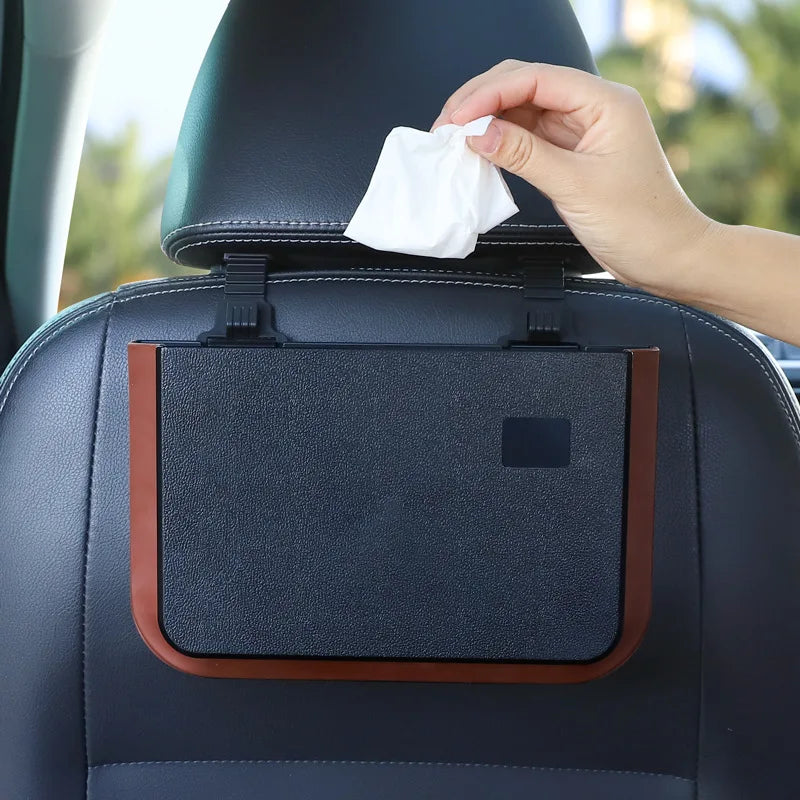 Leather Backseat Organizer with Cup Holder