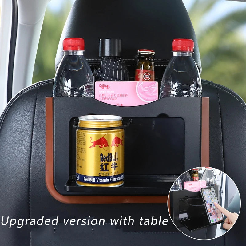 Leather Backseat Organizer with Cup Holder