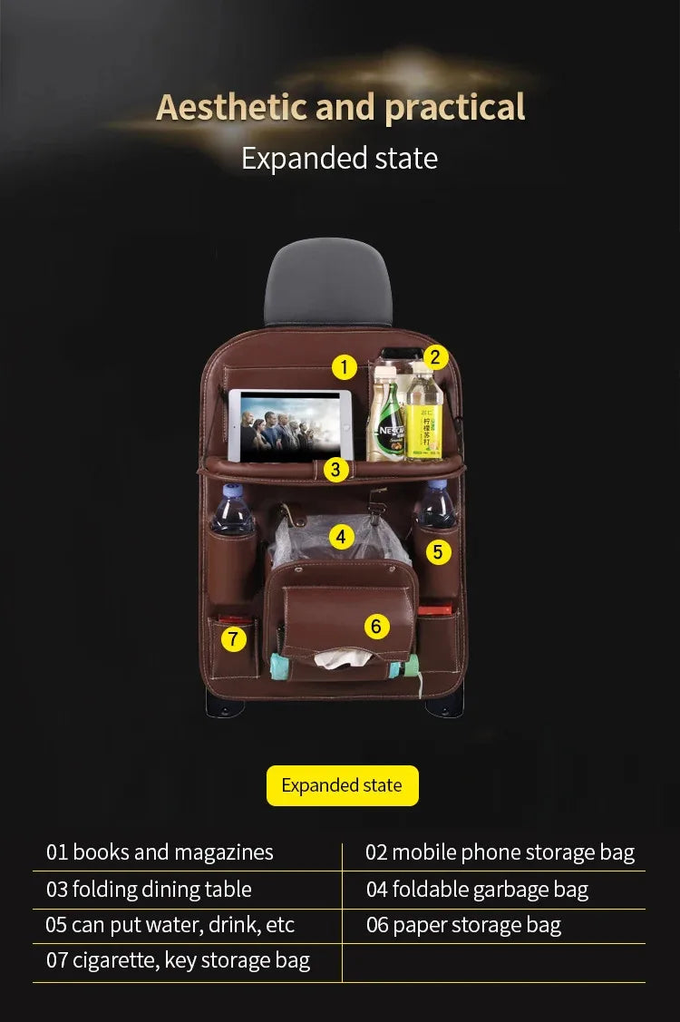 Premium Back Seat Organizer with Tray Table & Tablet Holder