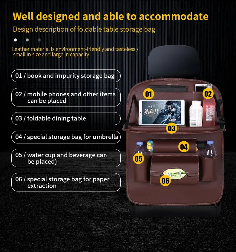 Premium Back Seat Organizer with Tray Table & Tablet Holder
