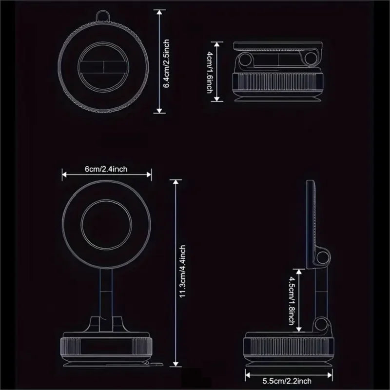 Vacuum Suction Magnetic Car Phone Holder — 96 lbs Grip