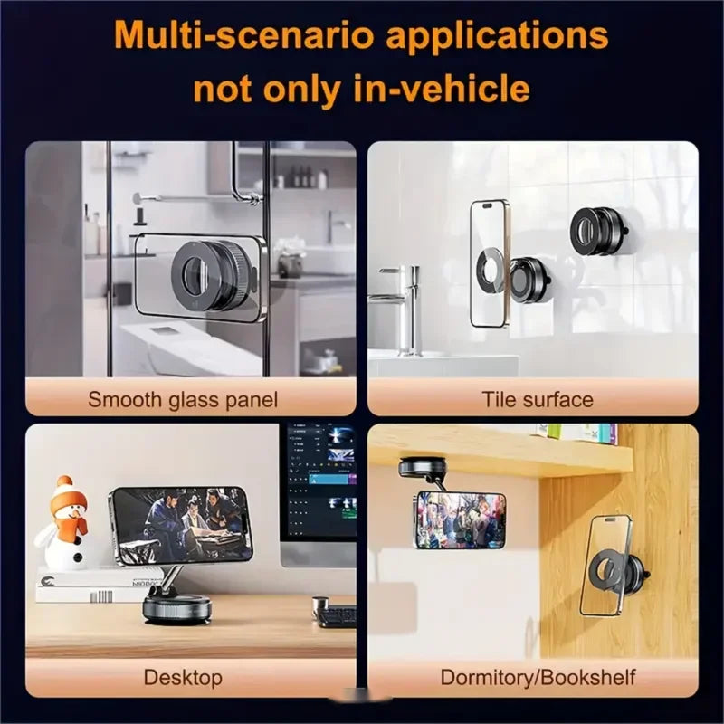 Vacuum Suction Magnetic Car Phone Holder — 96 lbs Grip