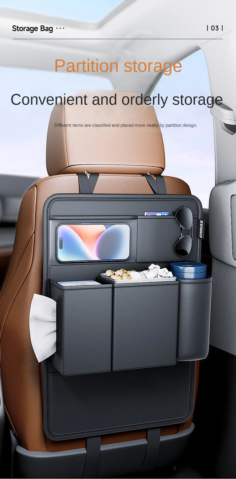 Leather Backseat Hanging Storage Bag