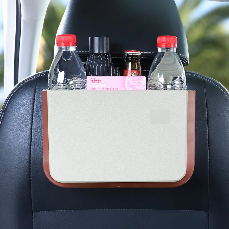 Leather Backseat Organizer with Cup Holder