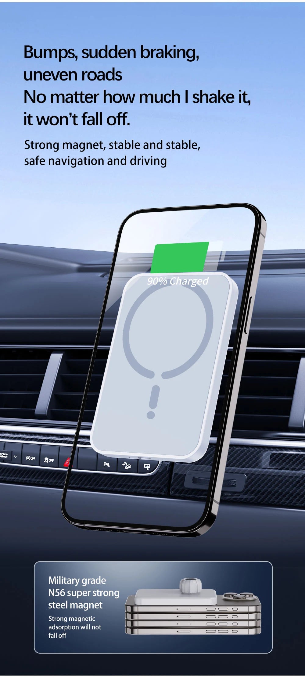 15W Magnetic Car Phone Charger