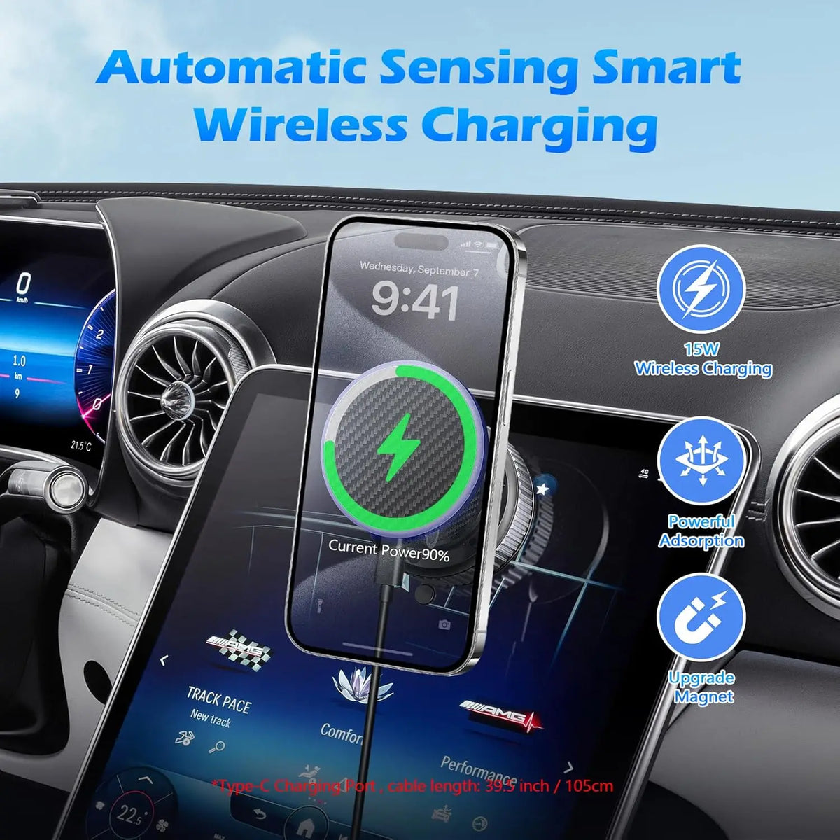 360° MagSafe 15W Wireless Car Charger Mount