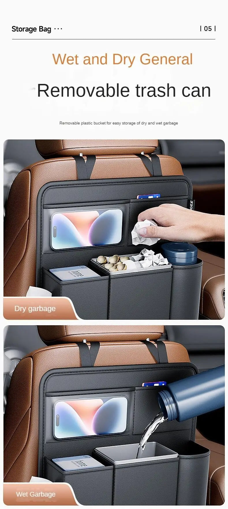Leather Backseat Hanging Storage Bag
