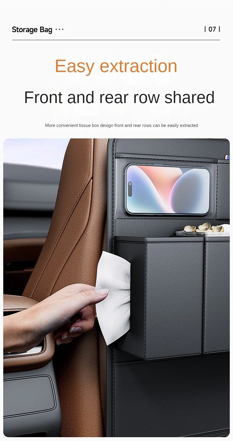 Leather Backseat Hanging Storage Bag