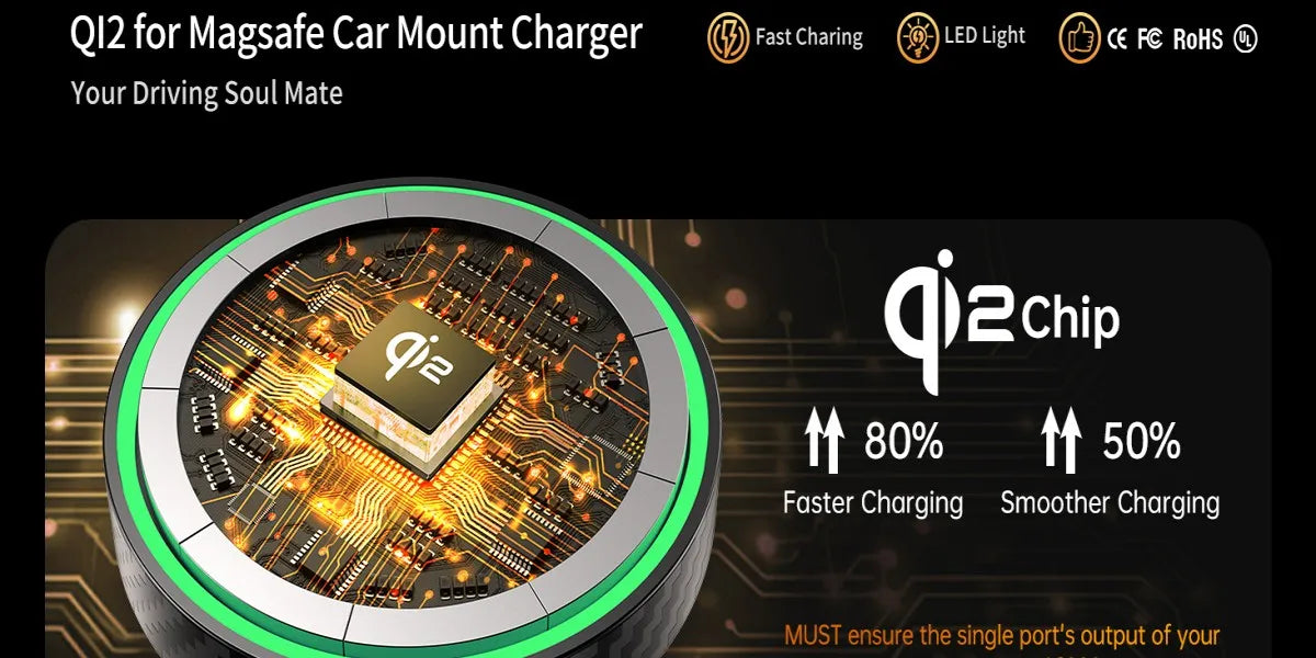 Qi2 Magnetic Wireless Car Charger