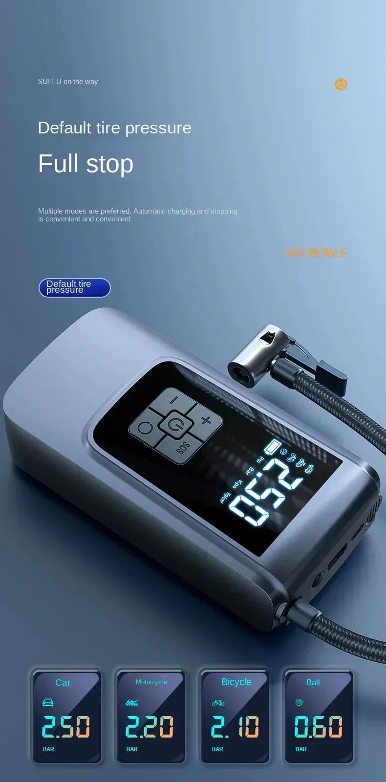 Cordless Smart Tire Inflator — 150PSI Digital Display