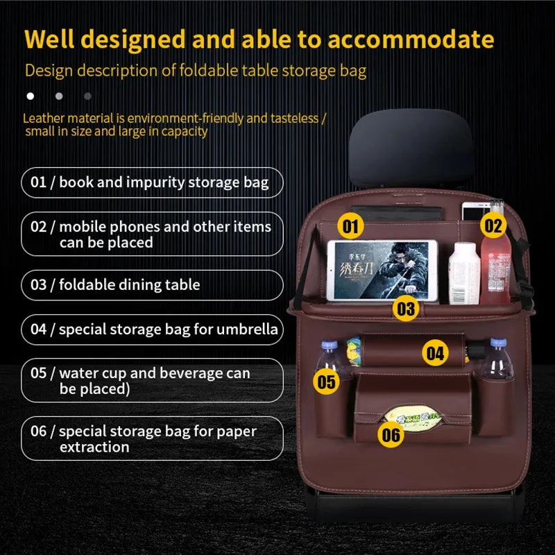 Premium Back Seat Organizer with Tray Table & Tablet Holder