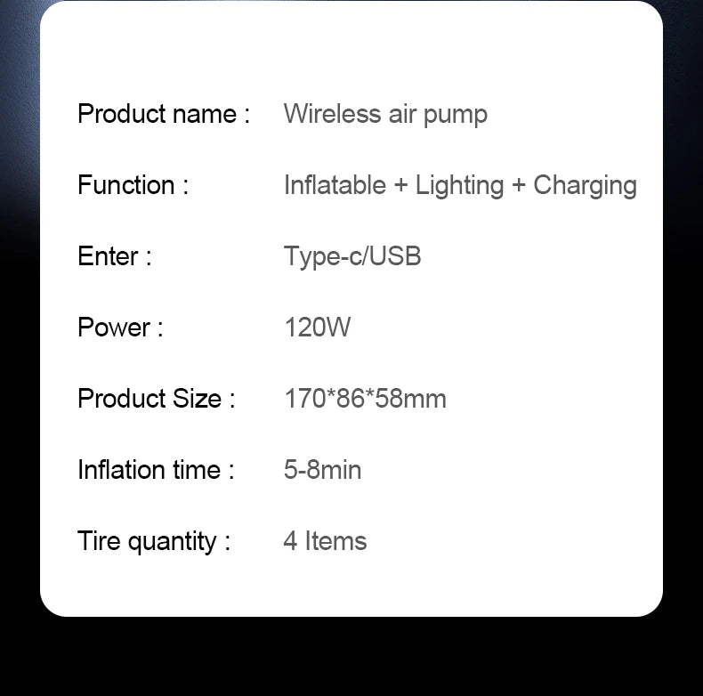Rechargeable Digital Tire Inflator Pump