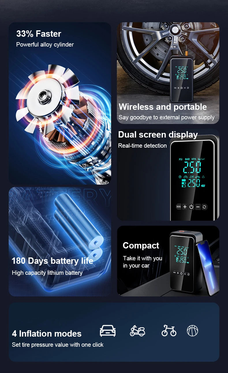 Rechargeable Digital Tire Inflator Pump